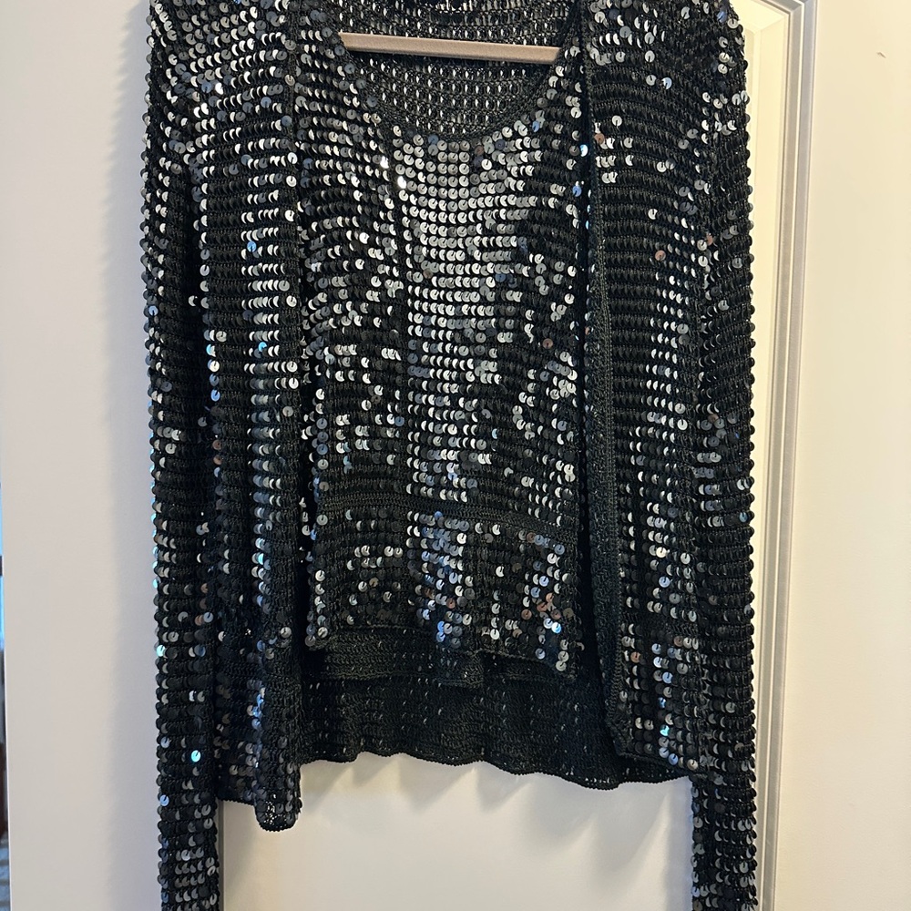 Genny Vintage Sequin Knit Twinset — Made in Italy — Size 6 (IT 42)